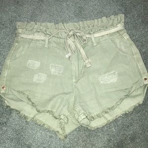 Green jean shorts